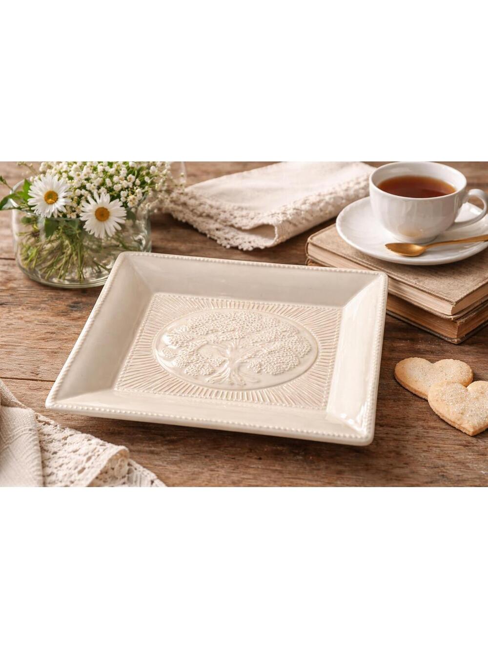 Juliska Cream Color Cornerstone Collection Friendship Tray w/ Saying on Back
